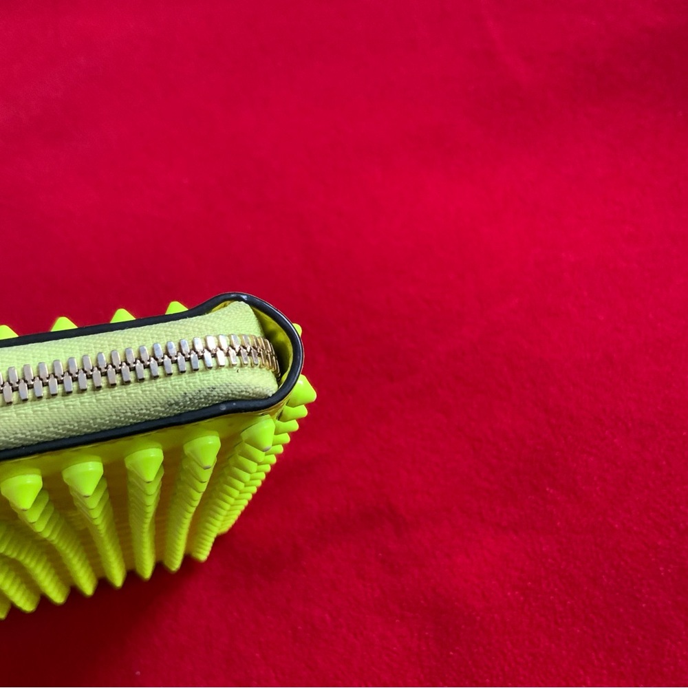 Christian Louboutin Panettone Neon Zip Around Studded Clutch Fashion Wallet - Picture 10 of 16